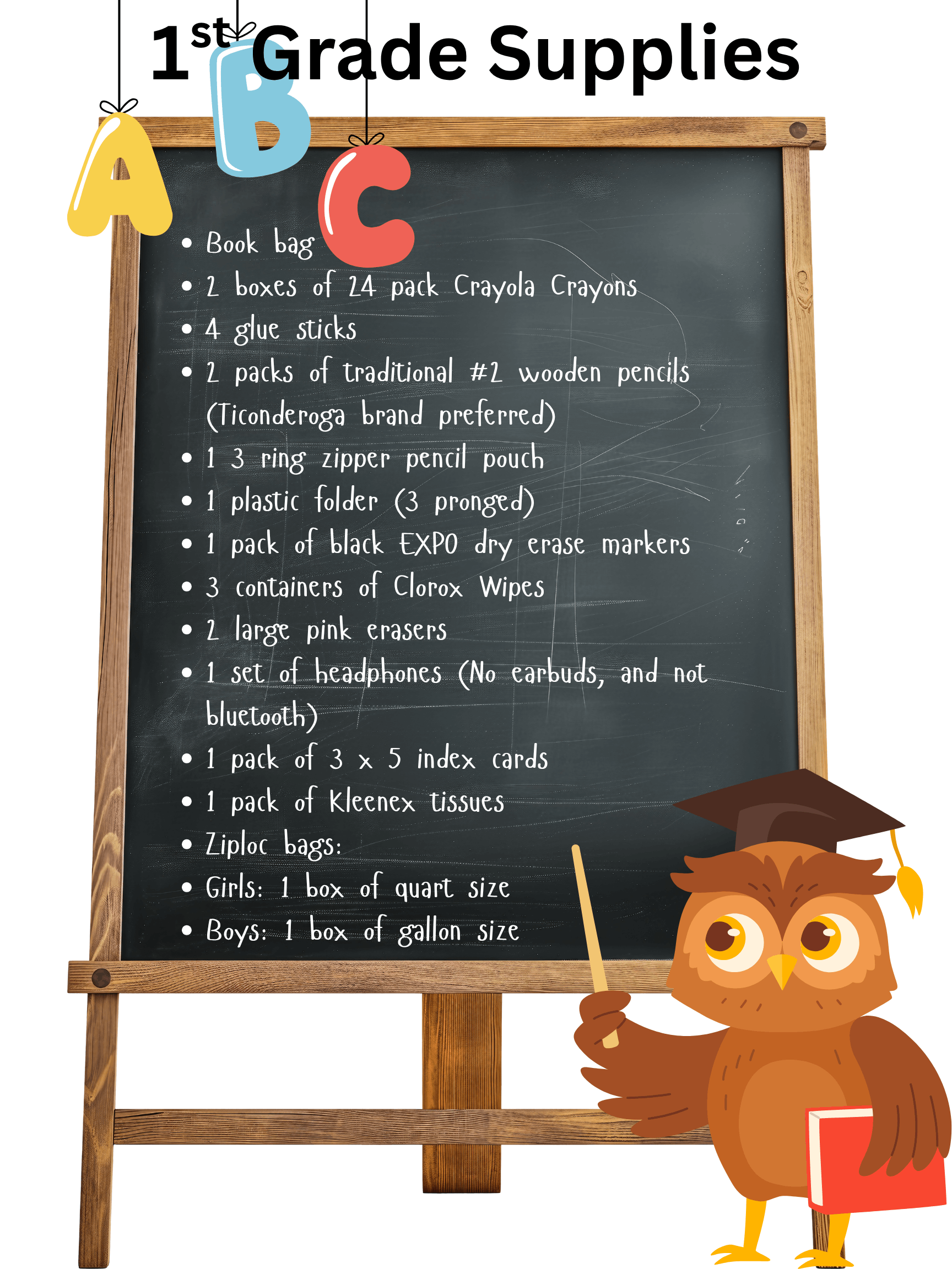 1st Grade Supply List